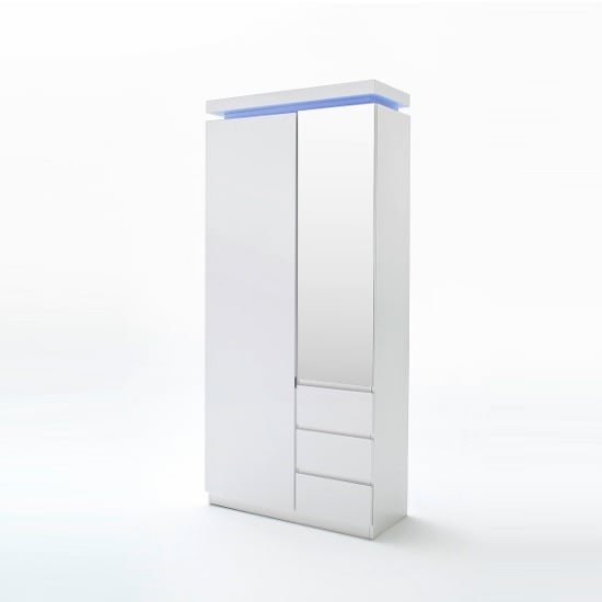 Product photograph of Odessa White Wardrobe With Mirror And Led Lights from Furniture in Fashion