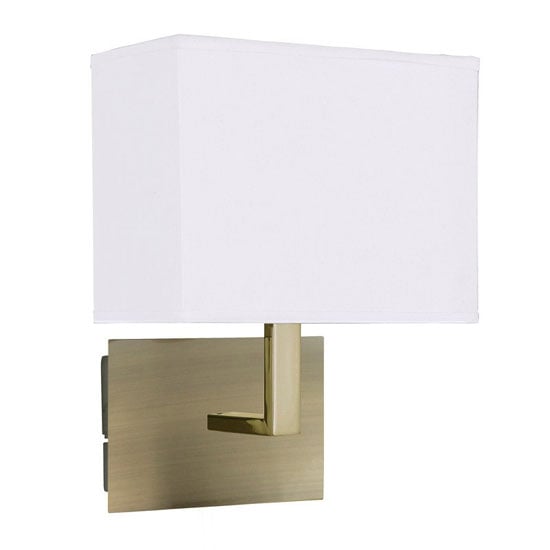 Read more about Antique brass wall light with oblong rectangular fabric shade