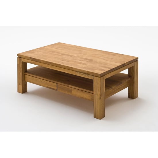 View Gordon wooden storage coffee table rectangular in knotty oak