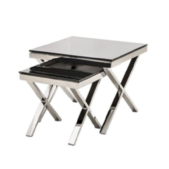 Read more about Zanti black glass top set of 2 nesting tables with chrome base