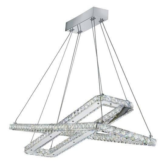 Photo of Sylvia ceiling pendant rectangle in chrome and crystals glass