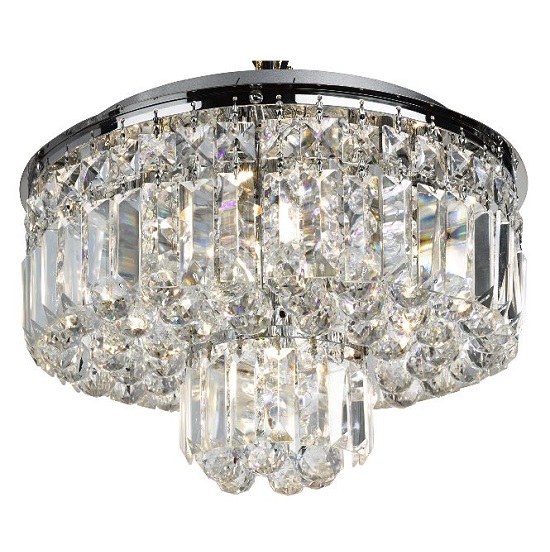 Photo of Vesuvius chrome five light fitting with clear crystal coffin dro