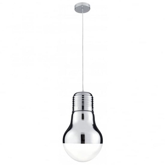 Neo Chrome Bulb Shape Pendant Light With Clear Glass