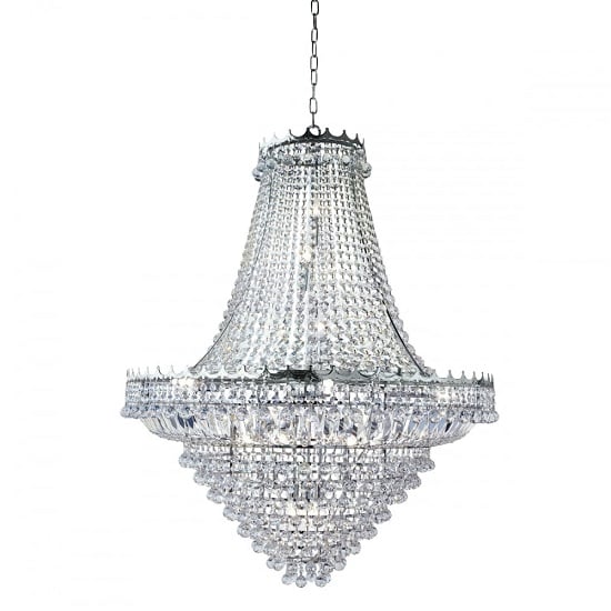 View Versailles chrome 19 light chandelier trimmed with crystal