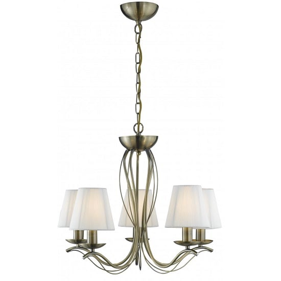 Photo of Andretti antique brass five light fitting with cream shades