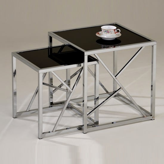 Read more about Clifden glass nesting tables in black with chrome frame