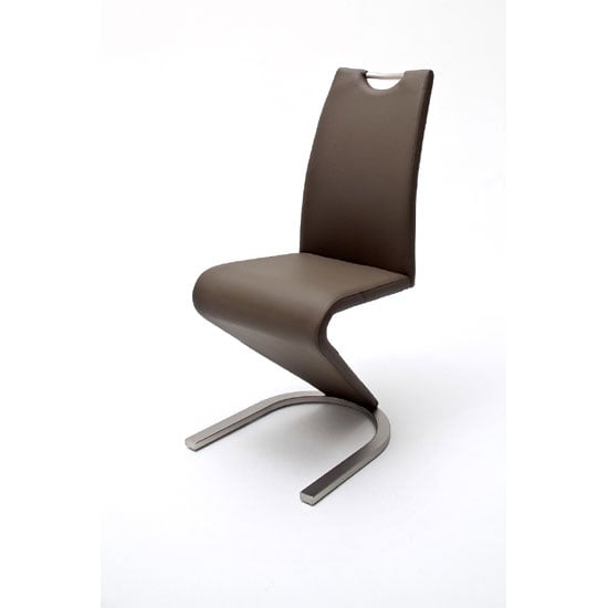 Product photograph of Amado Z Brown Faux Leather Metal Swinging Dining Chair from Furniture in Fashion