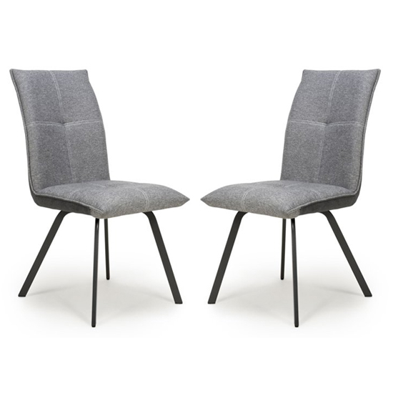 Read more about Ansan light grey linen effect fabric dining chairs in pair