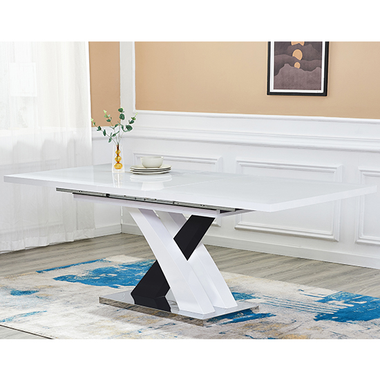 Read more about Axara large extending gloss dining table in white and black