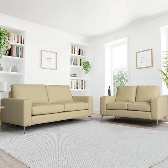 Read more about Baltic faux leather 3 + 2 seater sofa set in ivory