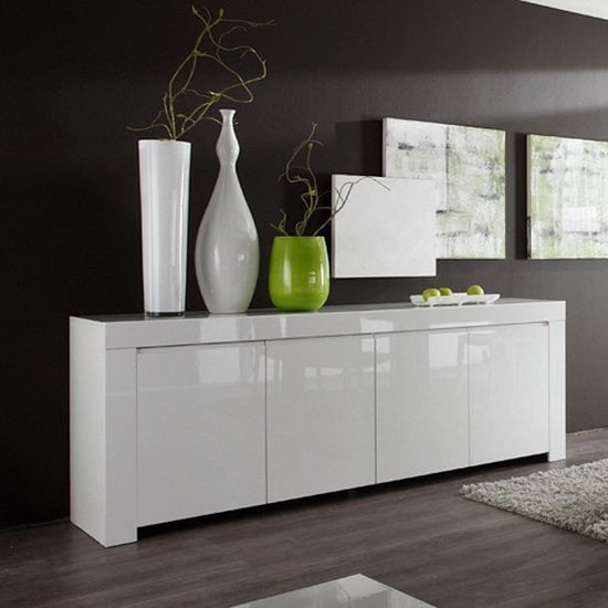 Product photograph of Benetti Sideboard Wide In White High Gloss With 4 Doors from Furniture in Fashion