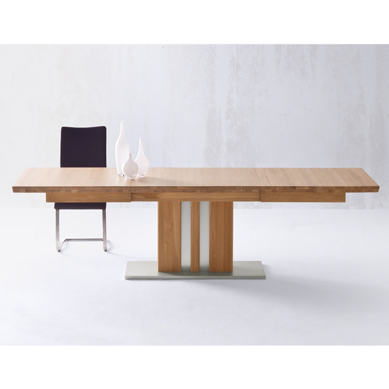 Read more about Bolzano extendable dining table in solid oak with steel base