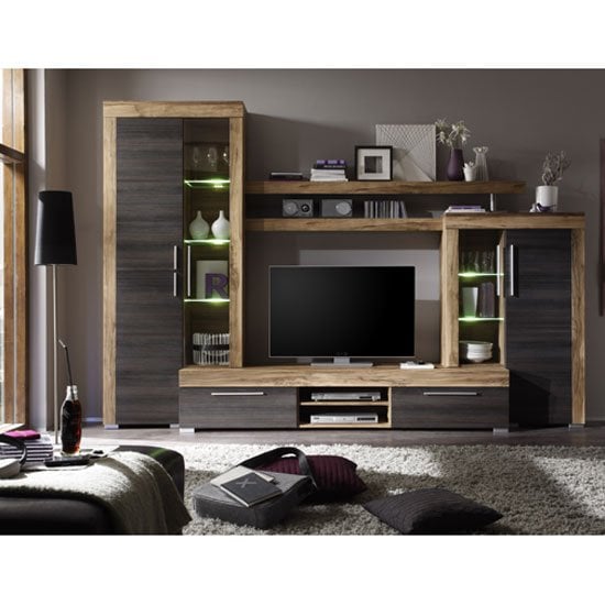 Read more about Boom living room furniture set in walnut and dark brown