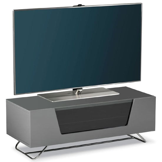 Product photograph of Clutton Lcd Tv Stand In Grey With Chrome Base from Furniture in Fashion