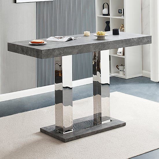 Read more about Caprice large rectangular wooden bar table in concrete effect