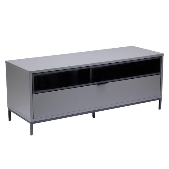 Read more about Clevedon small wooden tv stand in charcoal and black