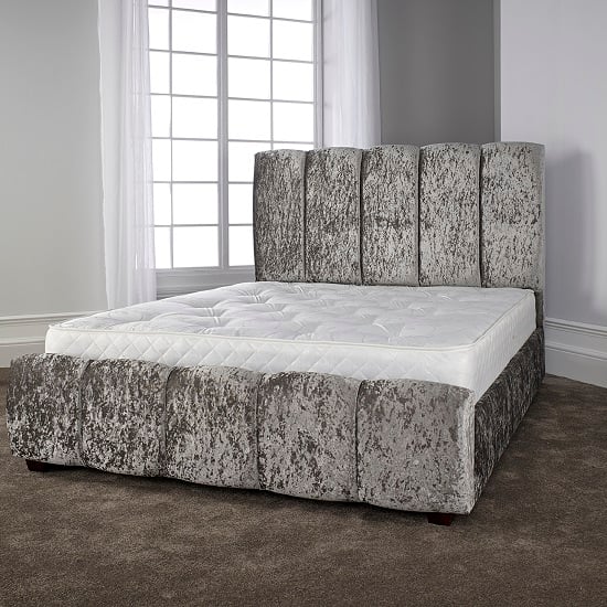 Photo of Winstead trendy bed in glitz silver with wooden feet