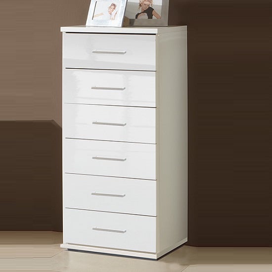 Product photograph of Alton Chest Of Drawers Tall In High Gloss Alpine White from Furniture in Fashion