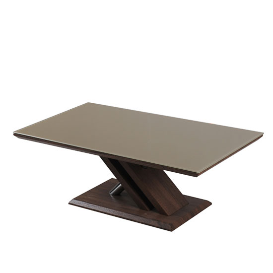 Read more about Cubic coffee table in beige glass top with walnut base