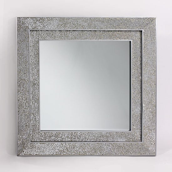 Photo of Amber decorative wall mirror square in mosaic silver frame
