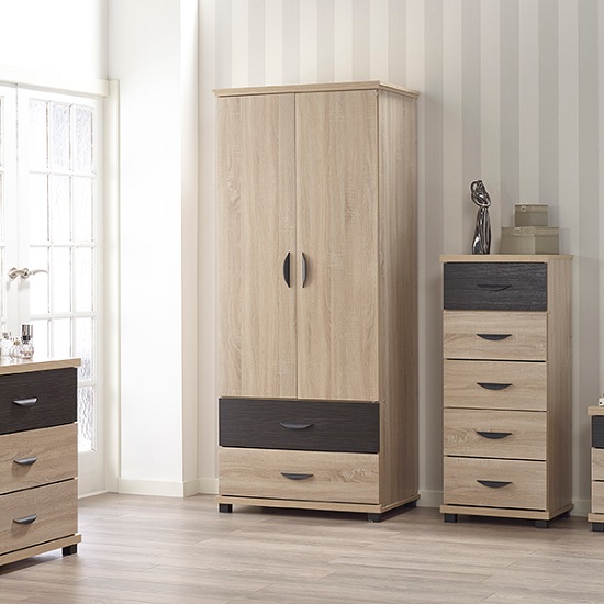 Read more about Margate wardrobe in sonoma oak and black with 2 doors