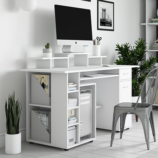 Product photograph of Drake Computer Work Station In White Effect from Furniture in Fashion