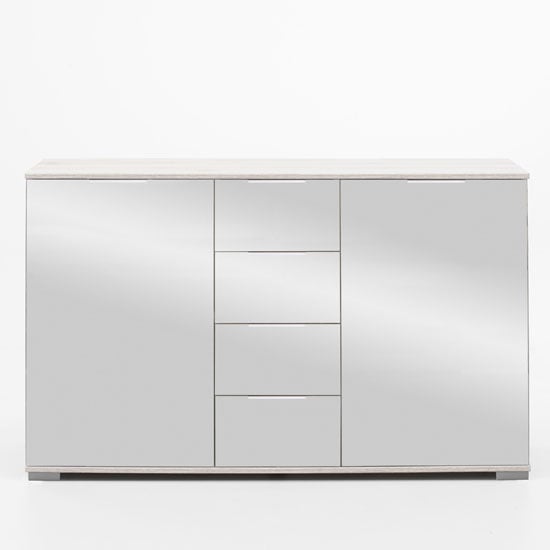 Product photograph of Easy Plus Sideboard In White Alpine With Mirror Fronts from Furniture in Fashion