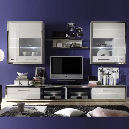 Read more about Ego living room set 2 in white with high gloss fronts with led