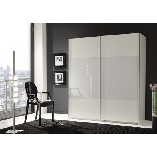 Read more about Enter white 2 door sliding wardrobe with glass in middle section