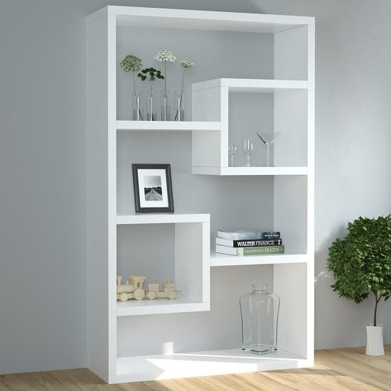 Read more about Escala wide high gloss display shelving unit in white