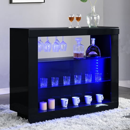 Read more about Fiesta high gloss bar table unit in black with led lighting