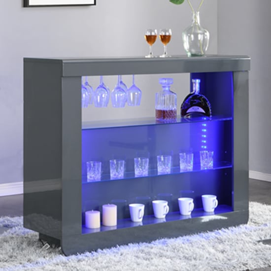 Read more about Fiesta high gloss bar table unit in grey with led lighting