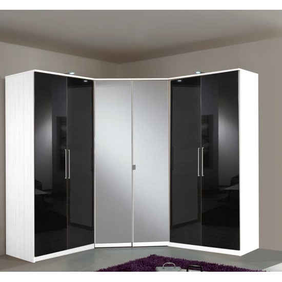 Gastineau Corner Wardrobe In Alpine White With 2 Mirror