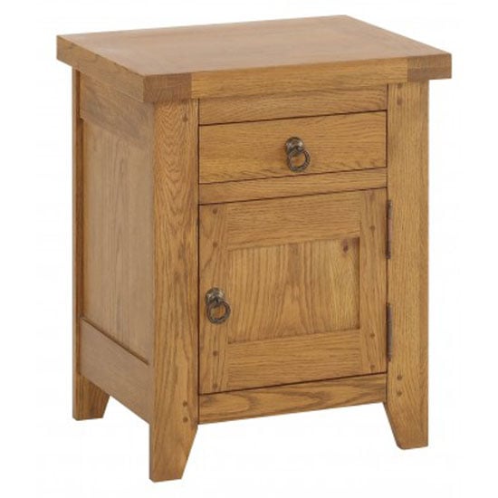 Honey Solid Oak Finish 1 Door + 1 Drawer Right Bedside Cabinet 