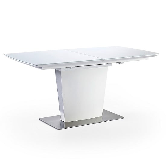 Read more about Perry extendable dining table in matt white with glass top