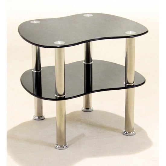 Product photograph of Hudson 2 Tier Black Glass Side Table from Furniture in Fashion