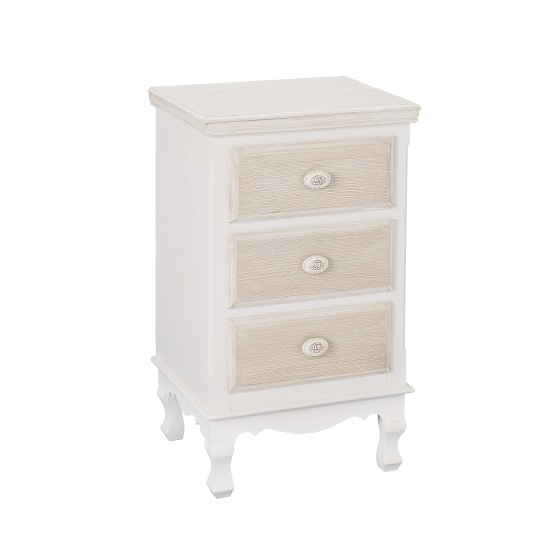 Photo of Juliet wooden chest of 3 drawers in white and cream