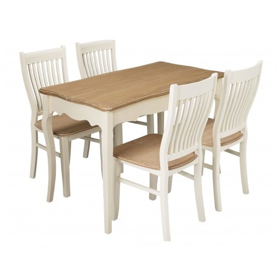 Photo of Jedburgh wooden 4 seater dining set in cream and pine