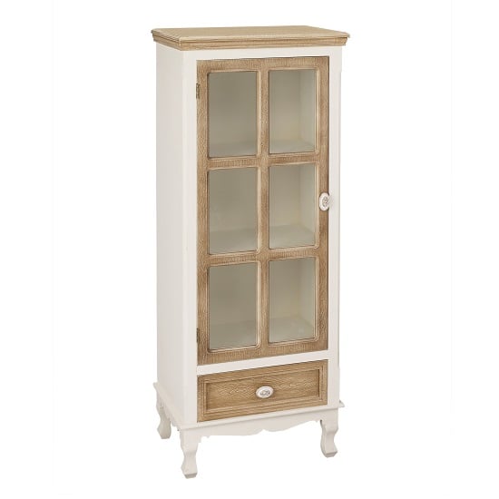 Read more about Jedburgh display cabinet in cream and distressed wooden effect