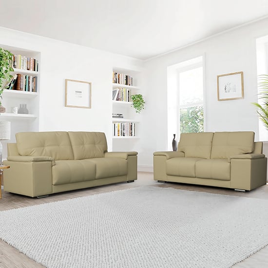 Read more about Kensington faux leather 3 + 2 seater sofa set in ivory