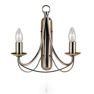 Read more about Maypole 2 light antique brass switched wall lamp