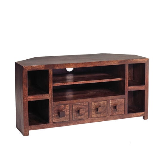 Product photograph of Mango Wood Corner Tv Unit from Furniture in Fashion