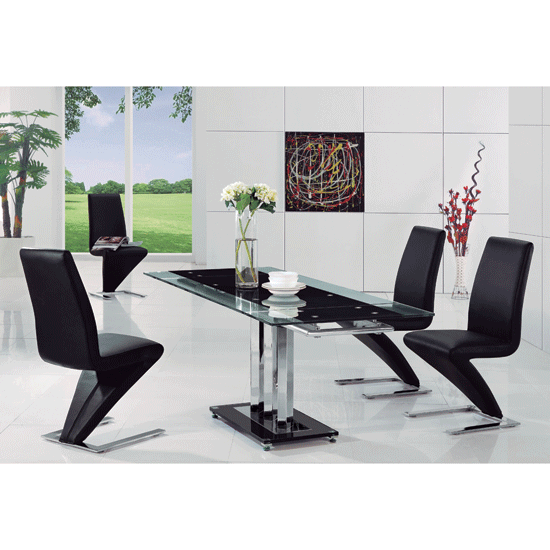 Read more about Rihanna black glass extending dining table and 6 z dining chairs