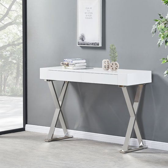 Read more about Mayline high gloss console table in white