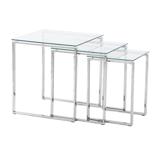 Read more about Megan clear glass nest of 3 tables with chrome legs