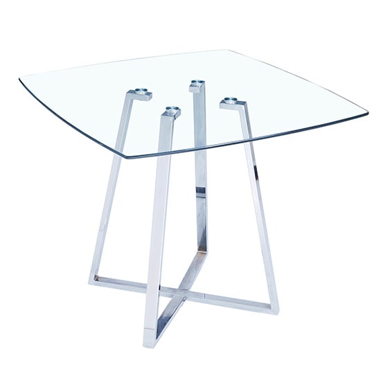 Product photograph of Melito Square Clear Glass Top Dining Table With Chrome Legs from Furniture in Fashion