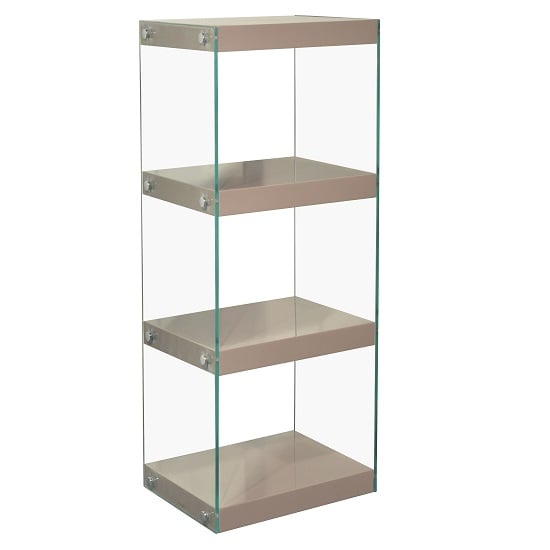 Read more about Torino medium glass display stand with mink grey gloss shelves