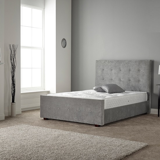 Photo of Rachel bed in naples silver fabric with wooden feet