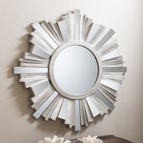Read more about Barnveld wall mirror 3d starburst in silver with mirrored panels