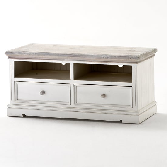 Product photograph of Opal Wooden Tv Cabinet In White Pine With 2 Drawers from Furniture in Fashion